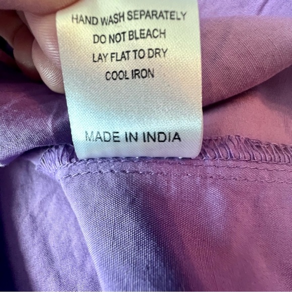 Maude Vivante Square Neck Puff Sleeves Tiered Skirt 100% Cotton Purple Dress‎ S - Picture 8 of 13